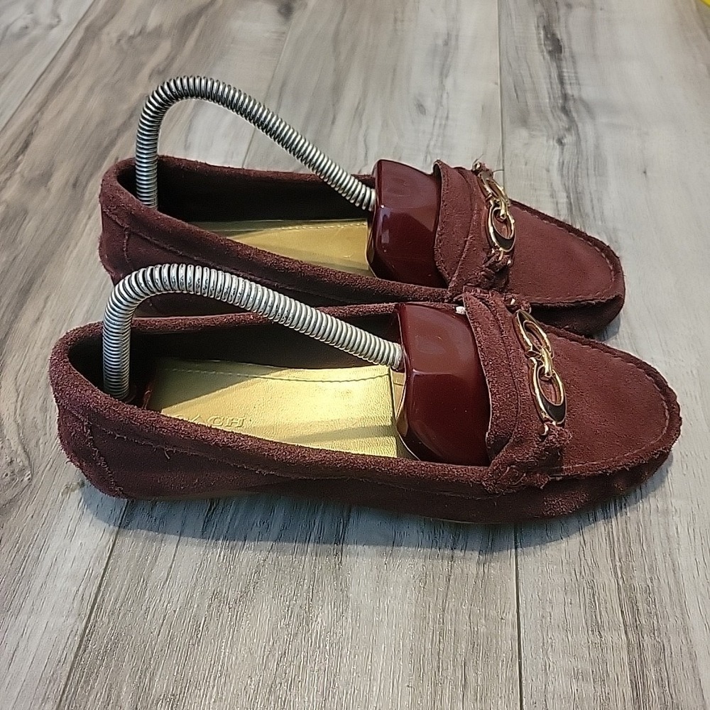 Coach Burgundy Suede Driving Loafers Women's Shoes US Size 7 - Picture 2 of 10